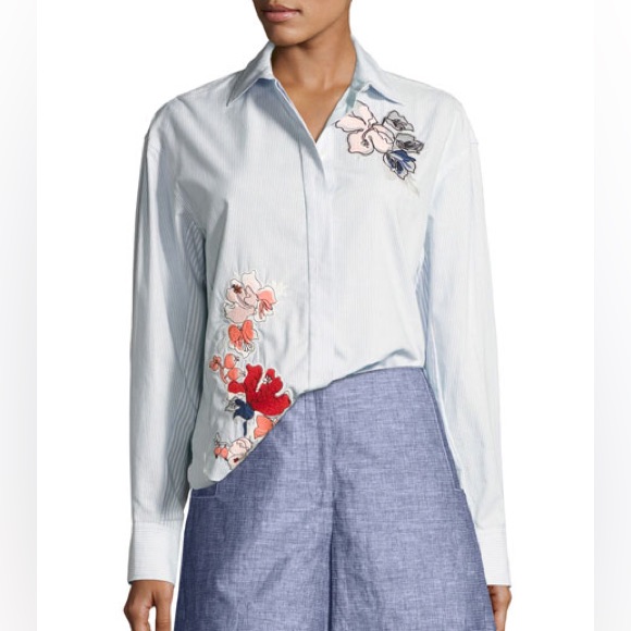 Stripe Embroidered Button Down